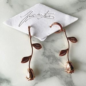 Free People Rose Stem Earrings in Rose Gold